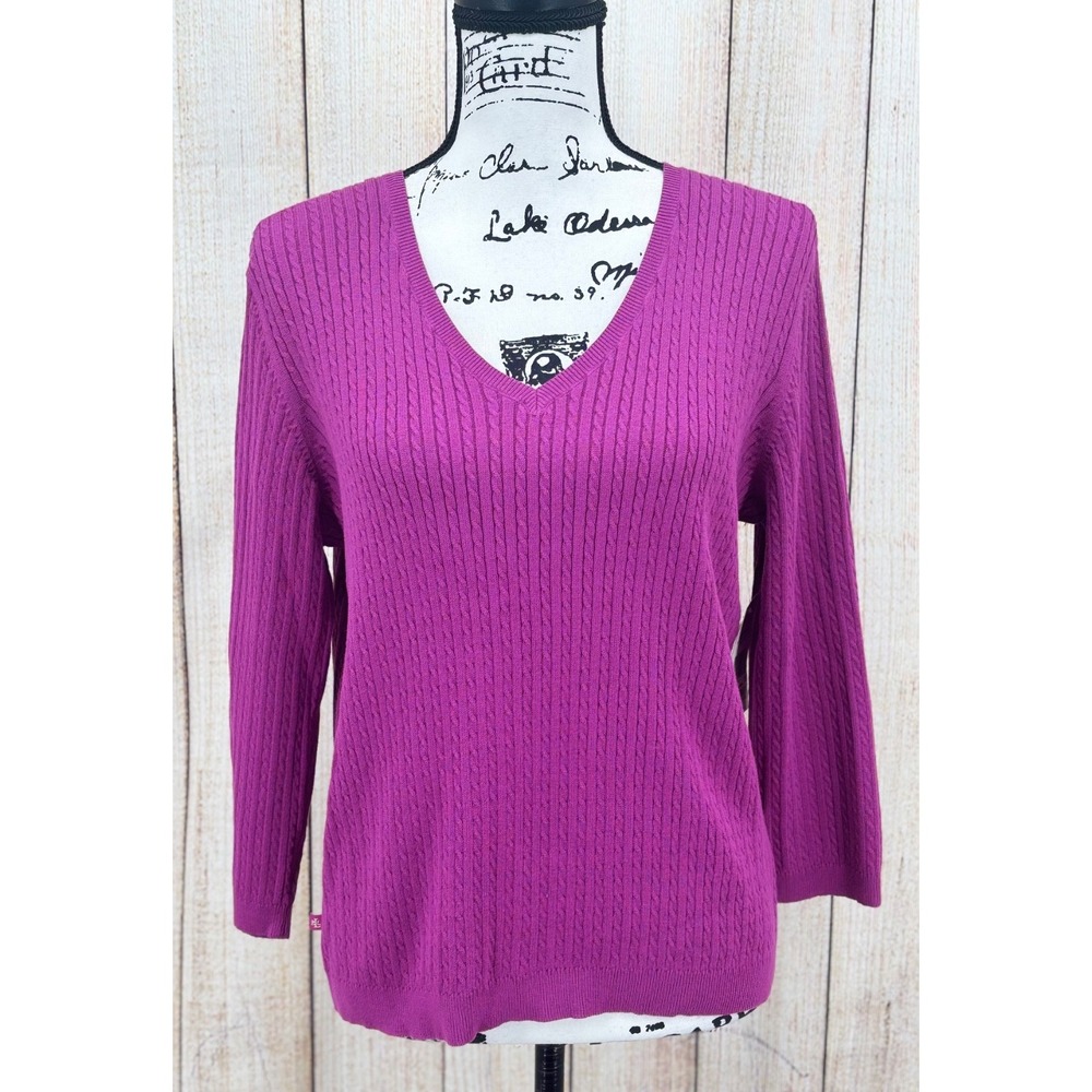 Lauren by Ralph Lauren Cable Knit Sweater Sz Large Summer 2 Classic Fuchsia NWT